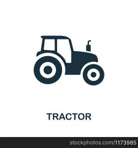 Tractor vector icon illustration. Creative sign from farm icons collection. Filled flat Tractor icon for computer and mobile. Symbol, logo vector graphics.. Tractor vector icon symbol. Creative sign from farm icons collection. Filled flat Tractor icon for computer and mobile