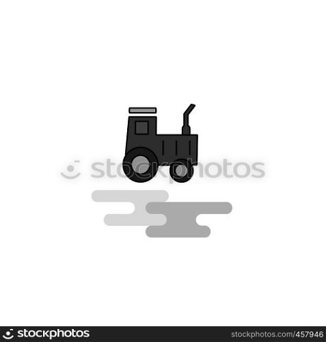 Tractor Web Icon. Flat Line Filled Gray Icon Vector