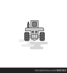 Tractor Web Icon. Flat Line Filled Gray Icon Vector