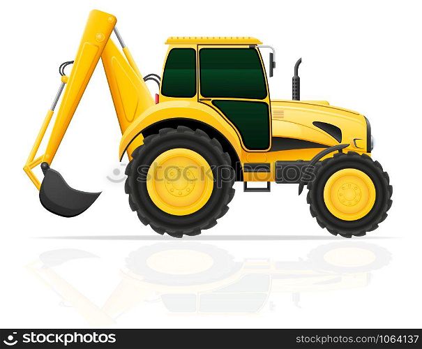 tractor with a bucket behind vector illustration isolated on white background