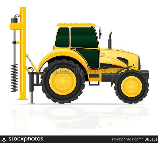 tractor with a drilling rig vector illustration isolated on white background