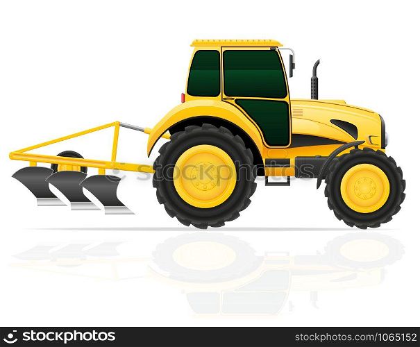 tractor with plow vector illustration isolated on white background