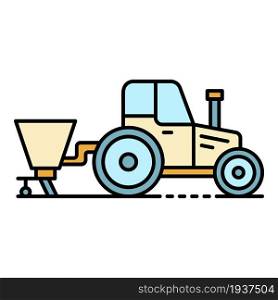 Tractor with seed drill icon. Outline tractor with seed drill vector icon color flat isolated. Tractor with seed drill icon color outline vector