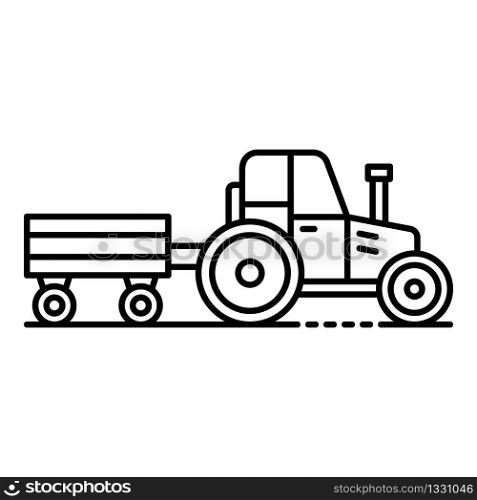 Tractor with trail icon. Outline tractor with trail vector icon for web design isolated on white background. Tractor with trail icon, outline style