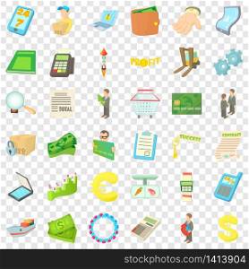 Trade icons set. Cartoon style of 36 trade vector icons for web for any design. Trade icons set, cartoon style