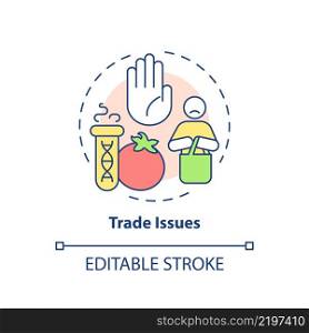 Trade issues concept icon. Consumers avoid gm products. Disadvantages of gmo abstract idea thin line illustration. Isolated outline drawing. Editable stroke. Arial, Myriad Pro-Bold fonts used. Trade issues concept icon