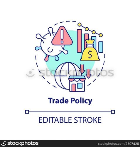 Trade policy concept icon. Cooperation for sustainable recovery after covid abstract idea thin line illustration. Isolated outline drawing. Editable stroke. Arial, Myriad Pro-Bold fonts used. Trade policy concept icon