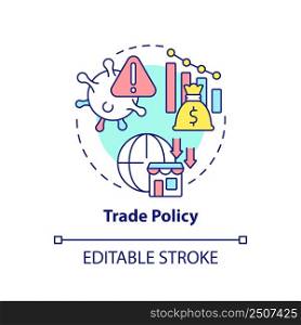 Trade policy concept icon. Cooperation for sustainable recovery after covid abstract idea thin line illustration. Isolated outline drawing. Editable stroke. Arial, Myriad Pro-Bold fonts used. Trade policy concept icon