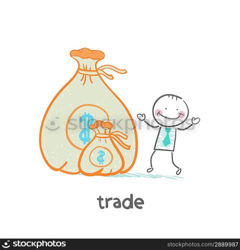 trade standing near money