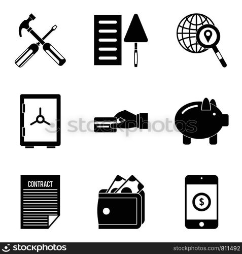 Trade union icons set. Simple set of 9 trade union vector icons for web isolated on white background. Trade union icons set, simple style