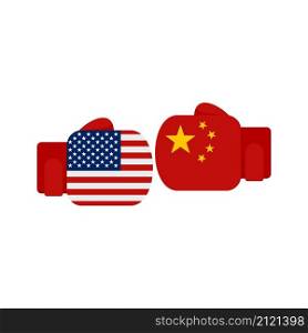 Trade war boxing gloves icon. Flat illustration of trade war boxing gloves vector icon isolated on white background. Trade war boxing gloves icon flat isolated vector