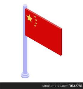 Trade war China flag icon. Isometric of trade war China flag vector icon for web design isolated on white background. Trade war China flag icon, isometric style