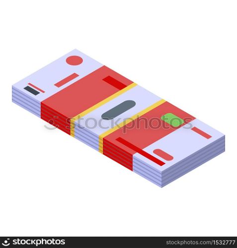 Trade war money pack icon. Isometric of trade war money pack vector icon for web design isolated on white background. Trade war money pack icon, isometric style