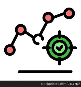 Trader graph target icon. Outline trader graph target vector icon color flat isolated. Trader graph target icon color outline vector