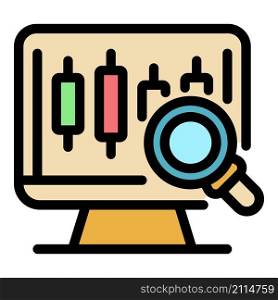 Trader online analysis icon. Outline trader online analysis vector icon color flat isolated. Trader online analysis icon color outline vector