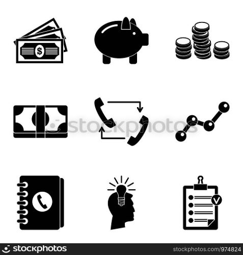 Trading floor icons set. Simple set of 9 trading floor vector icons for web isolated on white background. Trading floor icons set, simple style