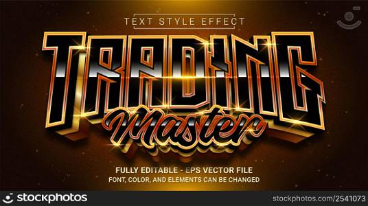 Trading Master Text Style Effect. Editable Graphic Text Template.