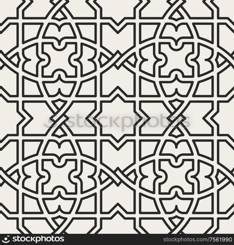 Traditional arabian geometrical seamless pattern. Oriental ornamental background. Vector illustration.