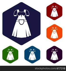 Traditional Bavarian dress icons set rhombus in different colors isolated on white background. Traditional Bavarian dress icons set