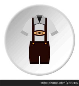 Traditional Bavarian men suit icon in flat circle isolated vector illustration for web. Traditional Bavarian men suit icon circle