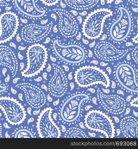 Traditional Blue Paisley vector seamless pattern. Whimsical classic background. Monochrome Shawl print. Perfect for textile. Traditional Blue Paisley vector seamless pattern. Whimsical classic background.Monochrome Shawl print
