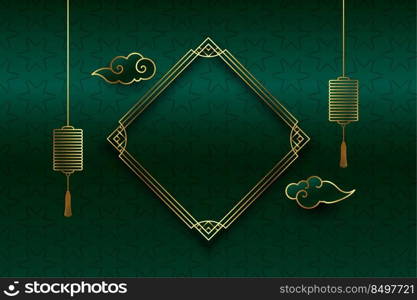 traditional chinese background with decorative elements and golden frame