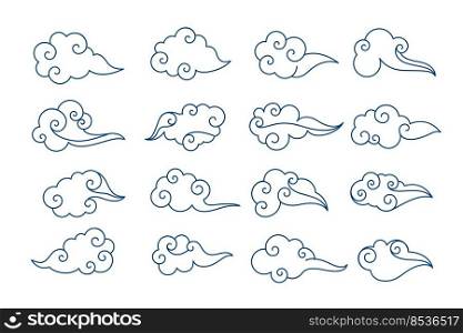 traditional chinese clouds set in line style