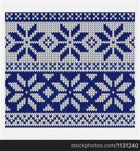 Traditional christmas knitted ornamental pattern with snowflakes