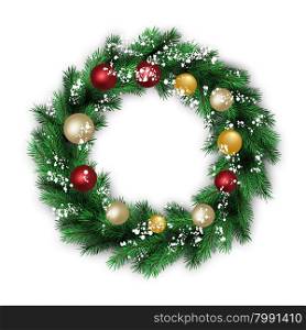 Traditional Christmas wreath. Traditional Christmas wreath for Christmas with greeting text. White background