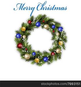 Traditional Christmas wreath. Traditional Christmas wreath for Christmas with greeting text. White background