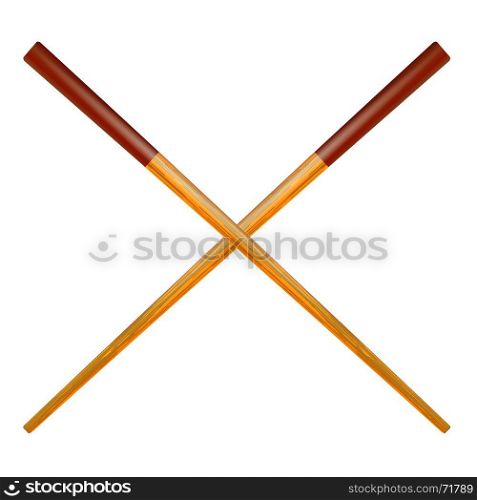 Traditional Colored Asian Chopsticks for Food Isolated on White Background. Traditional Colored Asian Chopsticks