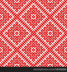 Traditional ethnic Russian and slavic ornament.CONTAINS SEAMLESS PATTERN.DISABLING LAYER, you can obtain seamless pattern.Schematic view in the form of squares.. Traditional ethnic Russian and slavic ornament.Schematic view in the form of squares.