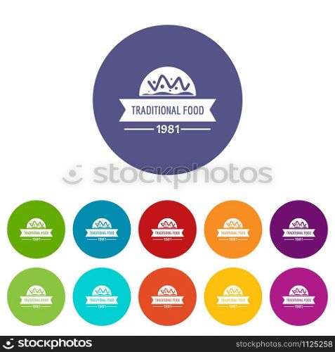 Traditional food icons color set vector for any web design on white background. Traditional food icons set vector color
