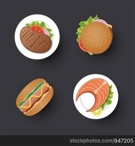 Traditional food simple design icon set, vector illustration