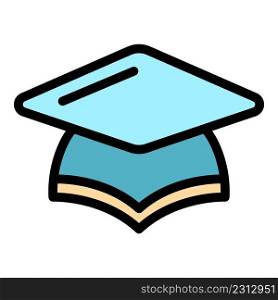 Traditional graduation hat icon. Outline traditional graduation hat vector icon color flat isolated. Traditional graduation hat icon color outline vector