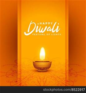 traditional happy diwali festival decorative orange card design