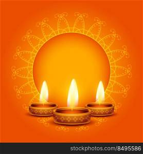 traditional happy diwali realistic orange card background