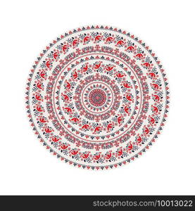 Traditional Hungarian round decorative element, isolated vectorover white background.