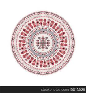 Traditional Hungarian round decorative element, isolated vectorover white background.