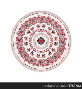 Traditional Hungarian round decorative element, isolated vectorover white background.