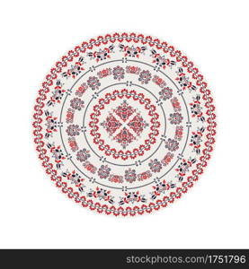 Traditional Hungarian round decorative element, isolated vectorover white background.