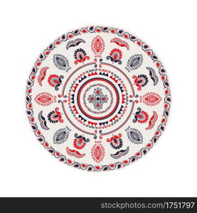 Traditional Hungarian round decorative element, isolated vectorover white background.