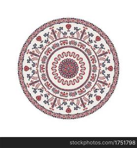 Traditional Hungarian round decorative element, isolated vectorover white background.