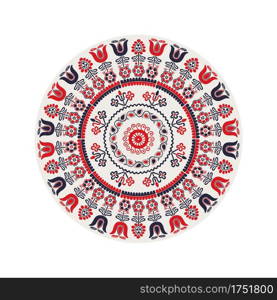 Traditional Hungarian round decorative element, isolated vectorover white background.