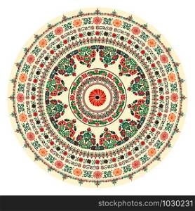 Traditional Hungarian round decorative element, vector.