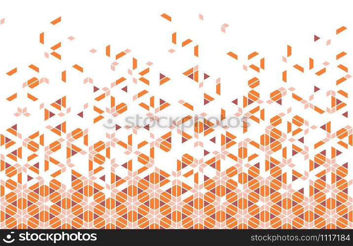 Traditional Japanese ornament Kumiko.Disintegration template.Colored figures on white background.Tile repeating vector border.. Seamless ribbon.Traditional Japanese ornament Kumiko.Colored figures on white background.