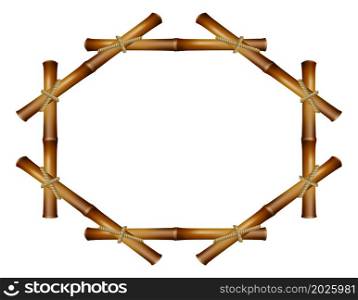 Traditional japanese rustic frame. Wooden stick border isolated on white background. Traditional japanese rustic frame. Wooden stick border