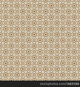 Traditional Japanese seamless geometric pattern .Silhouette with golden thick lines.Square grid.. Seamless traditional Japanese geometric ornament .Golden color lines.