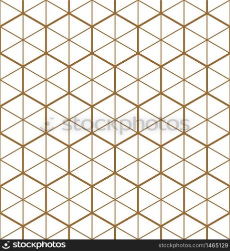 Traditional Japanese seamless geometric pattern .Silhouette with hexagon grid.. Seamless traditional Japanese geometric ornament .Golden color lines.