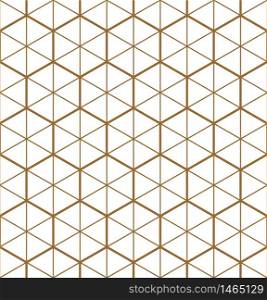 Traditional Japanese seamless geometric pattern .Silhouette with hexagon grid.. Seamless traditional Japanese geometric ornament .Golden color lines.